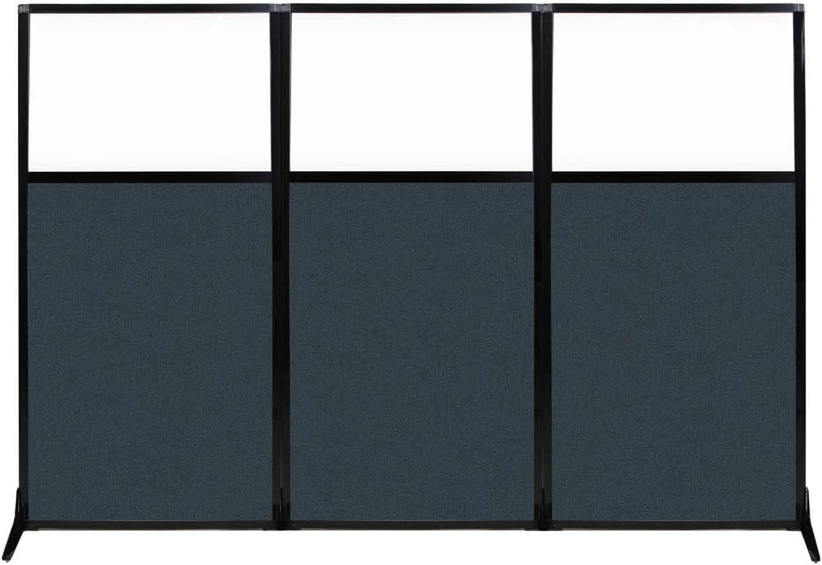 Versare Workstation Partition | Portable Wall Divider | Modern Office Cubicle | Free Standing Privacy Screen | Flexible Work Space | 99" x 70" W/Window, Blue Spruce Fabric Panels