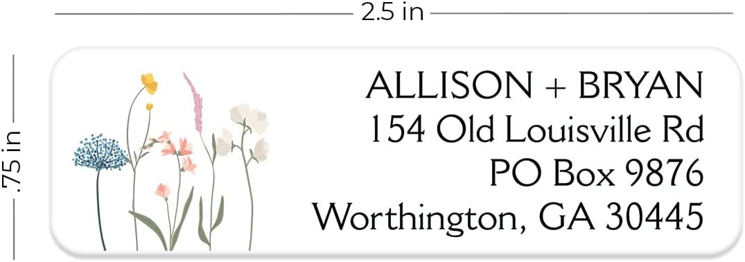 Clear Wildflower Rolled Address Labels / 250 Personalized Return Address Labels/Designer Address Stickers in Elegant Plastic Dispenser