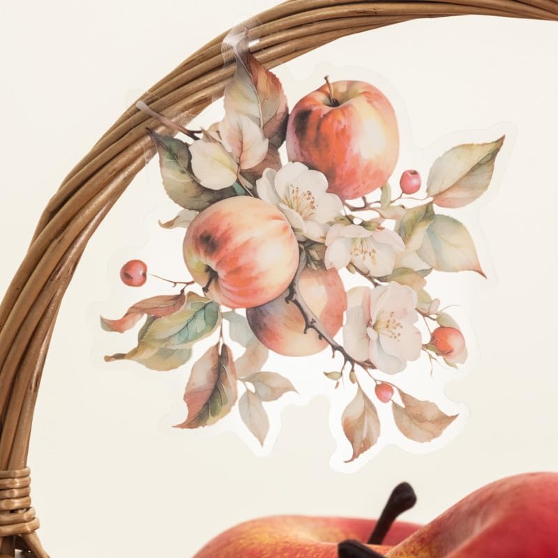 60 Pcs Large Garden-Inspired PET Stickers, Fruit-Themed for Scrapbooking, Journaling, DIY Crafts, with Organizer