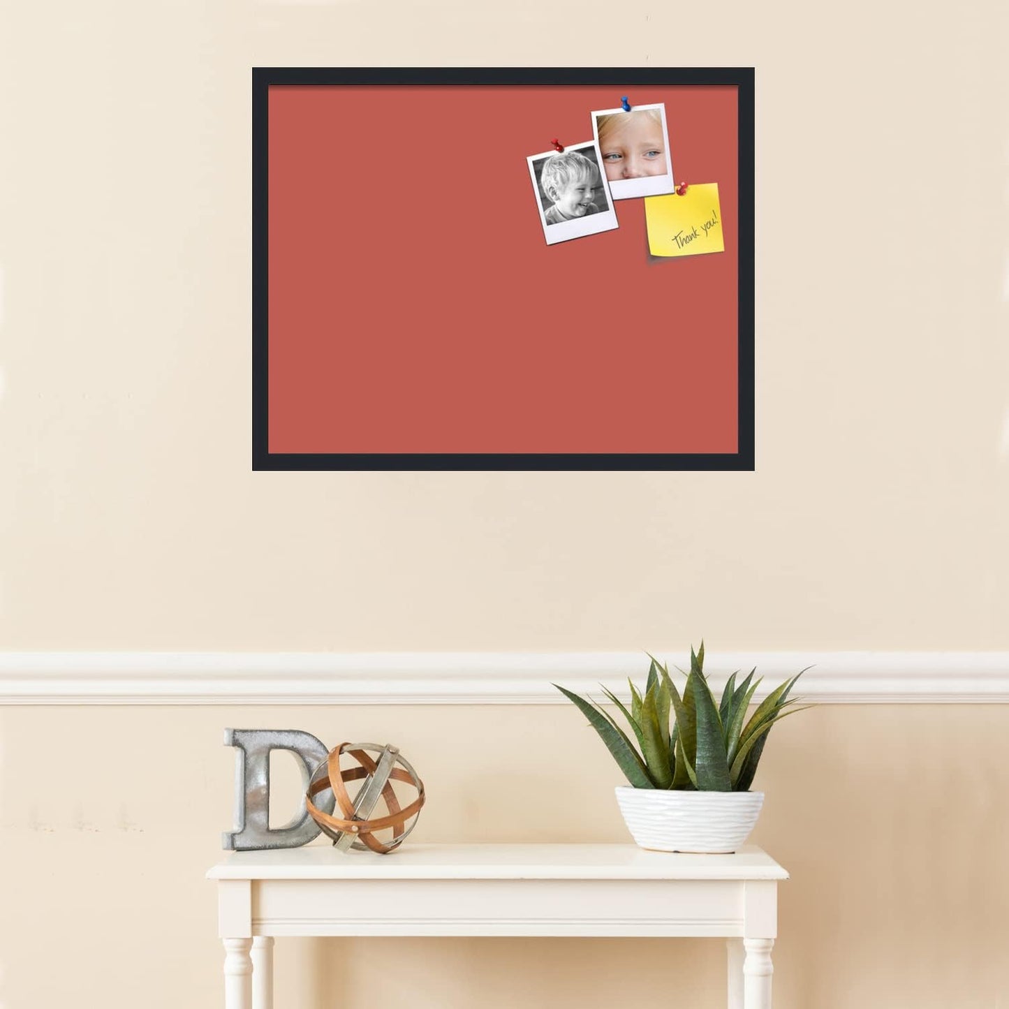 PinPix 28x22 Inch Cork Bulletin Board. This Decorative Framed Pin Board Comes with Crimson Pastel Design and a Satin Black Frame. Ideal for Home Office Decor or Message Board (PinPix-1807)