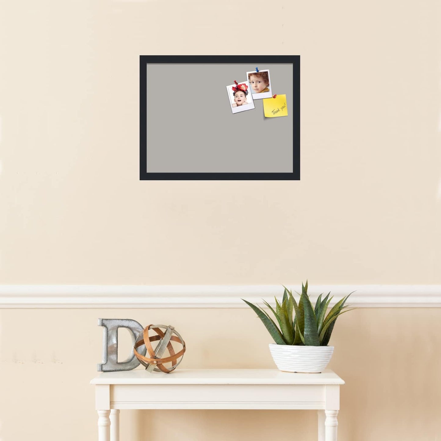 PinPix 20x15 Inch Cork Bulletin Board. This Decorative Framed Pin Board Comes with Dark Stone Design and a Satin Black Frame. Ideal for Home Office Decor or Message Board (PinPix-1808)