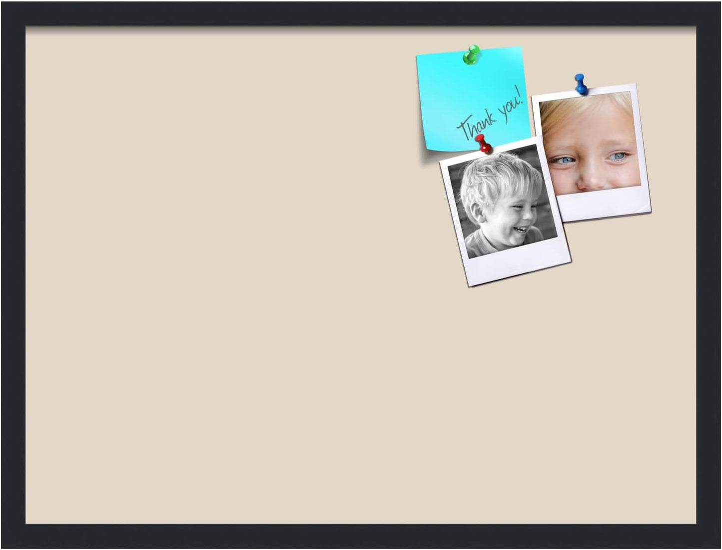 PinPix 27x20 Inch Cork Bulletin Board. This Decorative Framed Pin Board Comes with Desert Pastel Design and a Satin Black Frame. Ideal for Home Office Decor or Message Board (PinPix-1815)