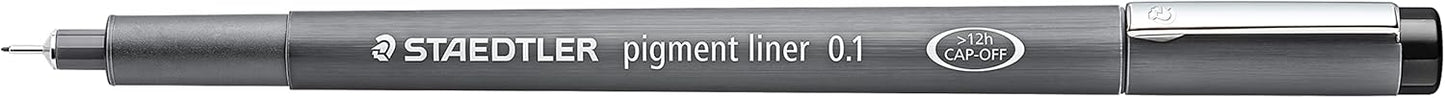 STAEDTLER Pigment Liner, Fineliner Pen for Drawing, Drafting, Journaling, 0.1mm, Black, Box of 5 Pens, 308 01-9M