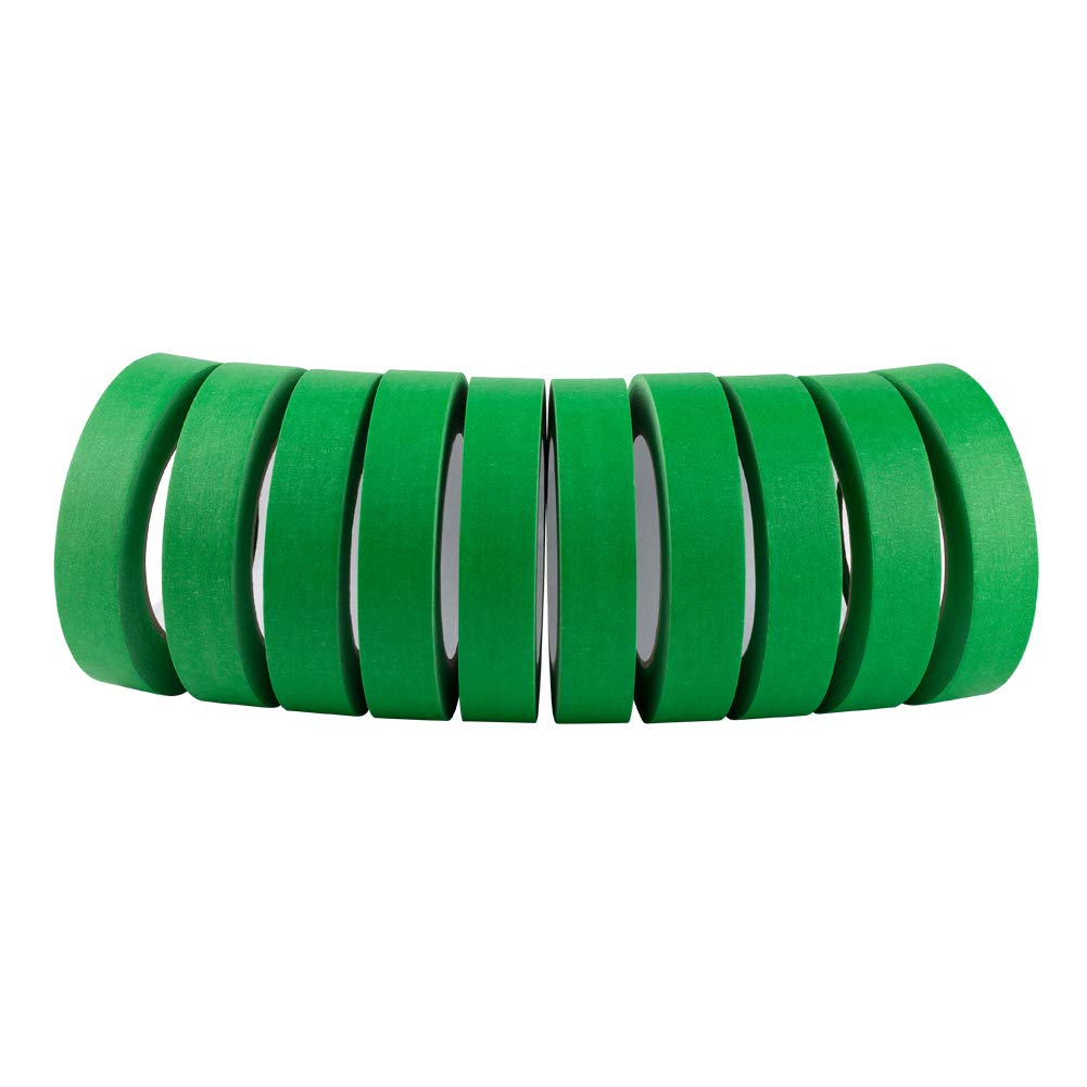 Lichamp 10 Pack Green Painters Tape 1 inch, Medium Adhesive Green Masking Tape Bulk Multi Pack, 1 inch x 55 Yards x 10 Rolls (550 Total Yards)