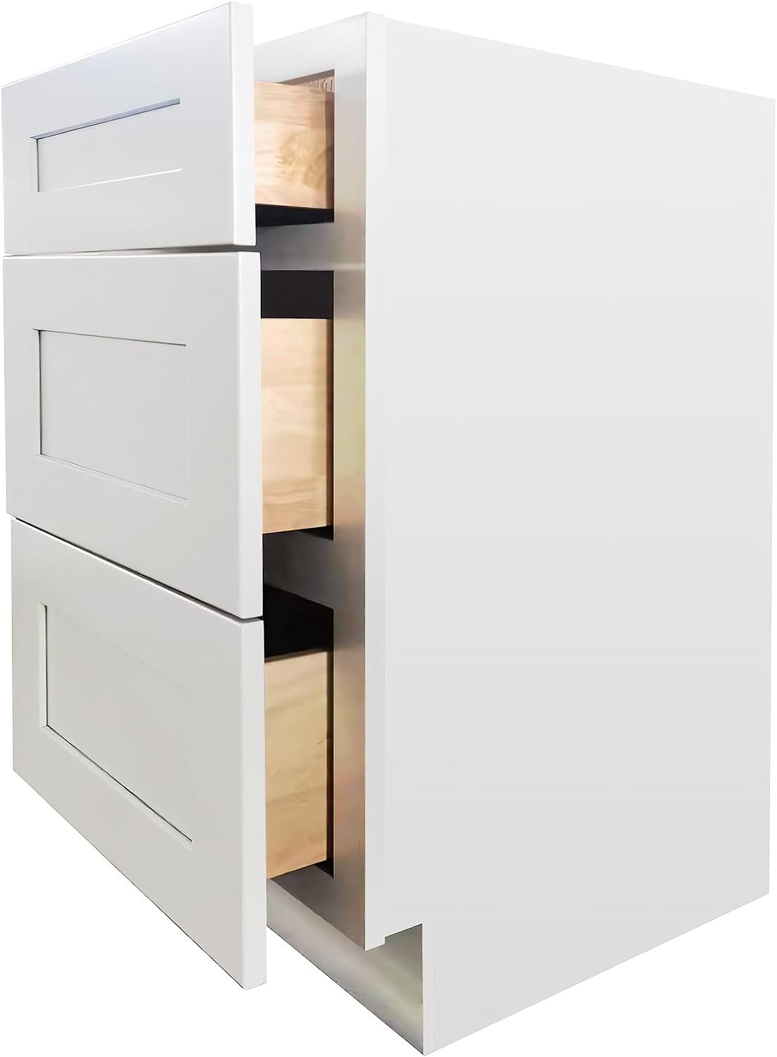 Shaker Style White RTA Base Drawer Cabinet by Solid Wood for Kitchen, Bathroom, Bedroom or Office with 3 Drawers and Soft Close(30" W x 24" Depth x 34-1/2" H)