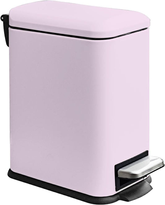 JM.YIPENG Bathroom Rubbish Bin, 5 Litre Cosmetic Bin, Small Waste Bin with Soft Close Lid, Bathroom Bin for Toilet, Bathroom, Bedroom, Living Room, Pink