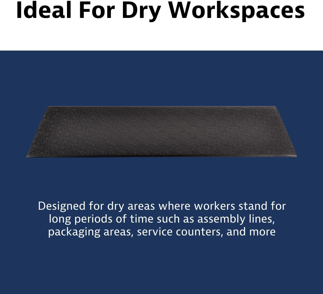 Notrax 411 Sof-Tred™ 3' x 5' x 3/8" Anti Fatigue Mat, Enhanced Slip Resistance with Beveled Edges and Pebbled Surface, Ideal for Industrial and Commercial Workplaces, Black, 411S0335BL