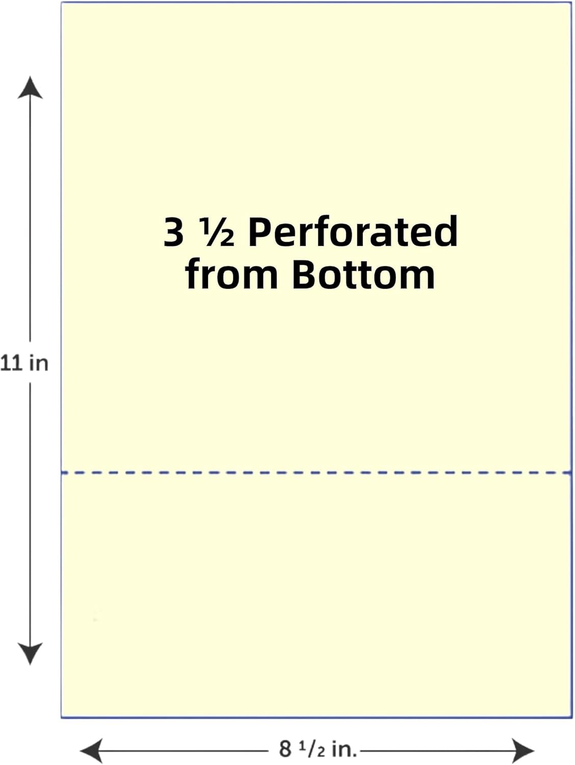 Limited Papers (TM) 8.5x11 Perforated Paper, 20/50 Pound, 75 GSM, Variety of Perforation Sizes and Colors, for Forms, Tickets, Postcards, Business Cards. (Canary, 2 up – 3.5” from bottom)