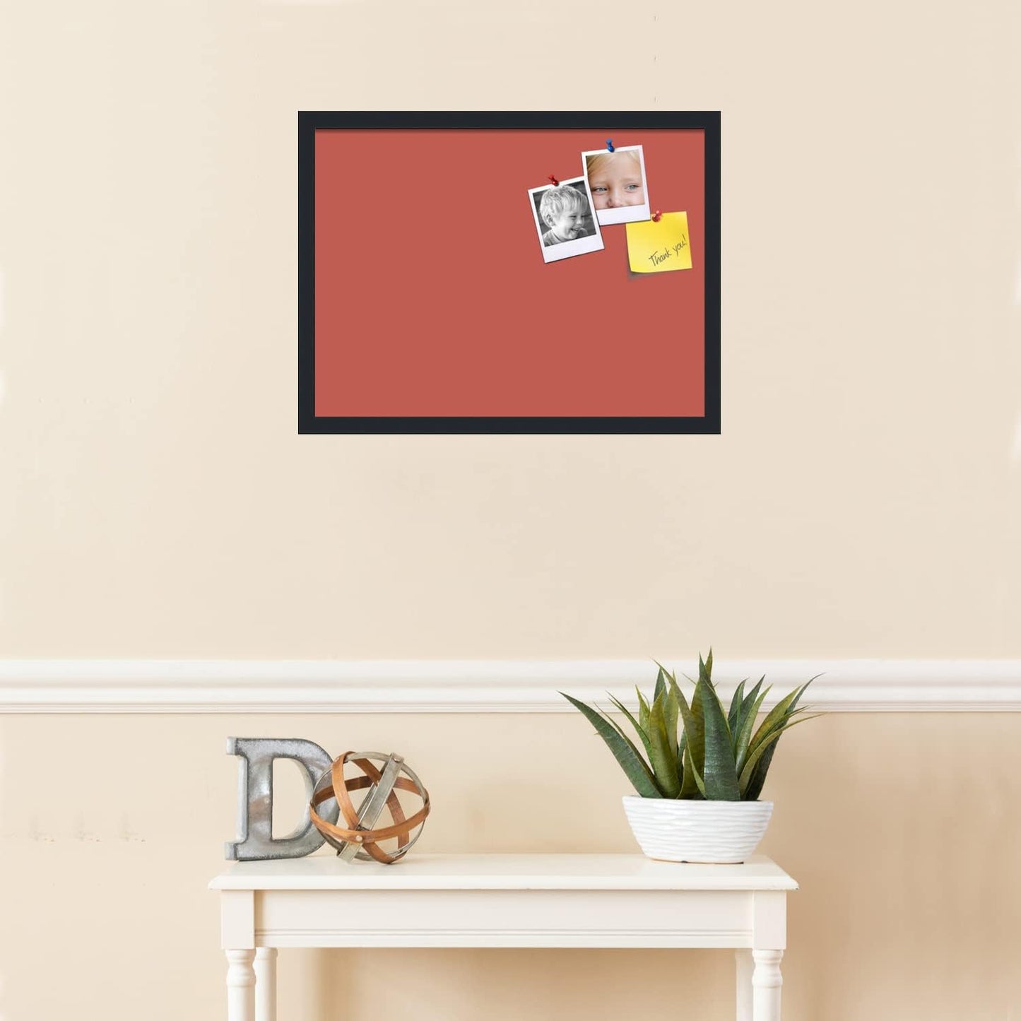 PinPix 23x17 Inch Cork Bulletin Board. This Decorative Framed Pin Board Comes with Crimson Pastel Design and a Satin Black Frame. Ideal for Home Office Decor or Message Board (PinPix-1807)