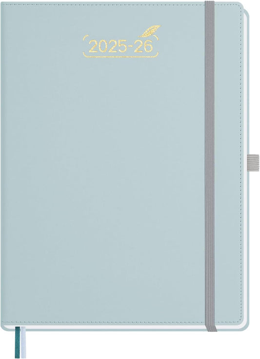 BEZEND Weekly Planner 2025-2026 with 2 Columns, 8.5" x 11" Academic Calendar 18 Months (Jul 25-Dec 26) Life Work Appointment Book with Monthly Tab, PU Leather Hardcover - Dutch Blue