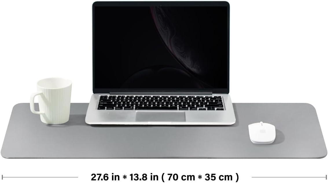 Leather Desk Mat - Non-Slip PU Desk Pad for Office and Home - Desk Organization and Accessories - Ideal for Large Mouse Pad and Desk Mats on Top of Desks (Dark Gray,27.6"x 13.8")