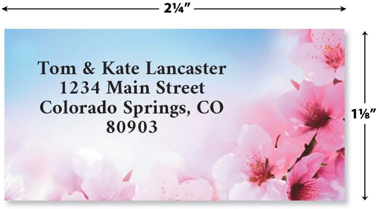 Colorful Images Peach Blossom Floral Return Address Mailing Labels, Personalize with Name & Address, Set of 144 Self Adhesive, Easy Peel Flat Label Sheets, Large, 1 Designs