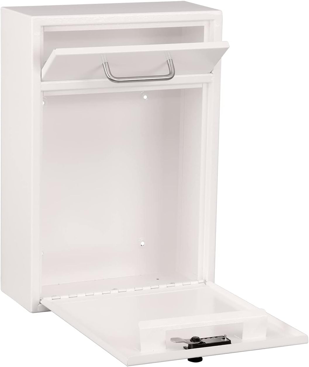 xydled Wall-Mount Mailbox with Combination Lock, Steel Key Lock Mail Boxes Outdoor, Locking Wall Mount Mailbox, Security Key Drop Box, Collection Boxes, 17.2H x 12.2L x 5.8W Inches, White, XL Large
