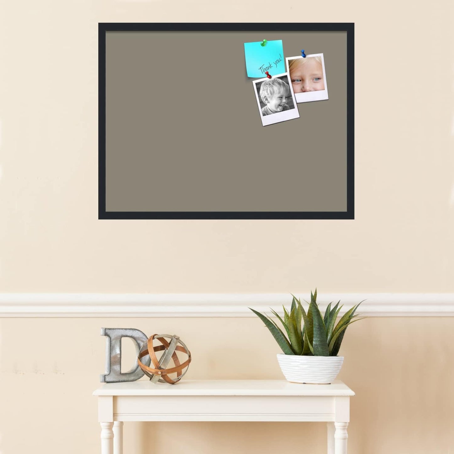 PinPix 32x24 Inch Cork Bulletin Board. This Decorative Framed Pin Board Comes with Pewter Design and a Satin Black Frame. Ideal for Home Office Decor or Message Board (PinPix-1812)