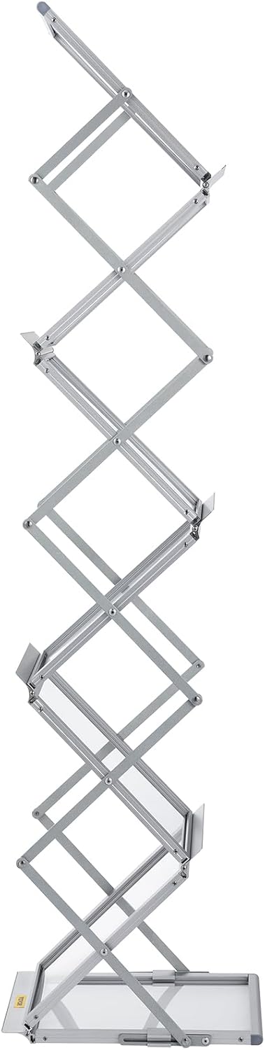 VEVOR Literature Rack, 6 Pockets, Pop up Aluminum Magazine Rack, Lightweight Catalog Holder Stand w/Carrying Bag for Living Room, Hotel, Trade Show, Exhibition, Office