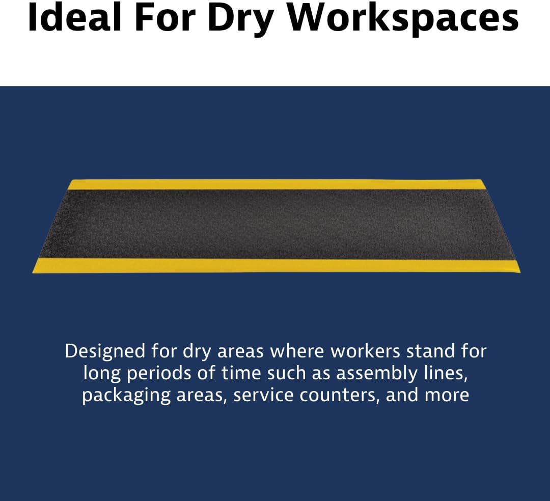 Notrax 411 Sof-Tred™ 2' x 3' x 3/8" Anti Fatigue Mat, Enhanced Slip Resistance with Beveled Edges and Pebbled Surface, Ideal for Industrial and Commercial Workplaces, Black/Yellow, 411S0323BY