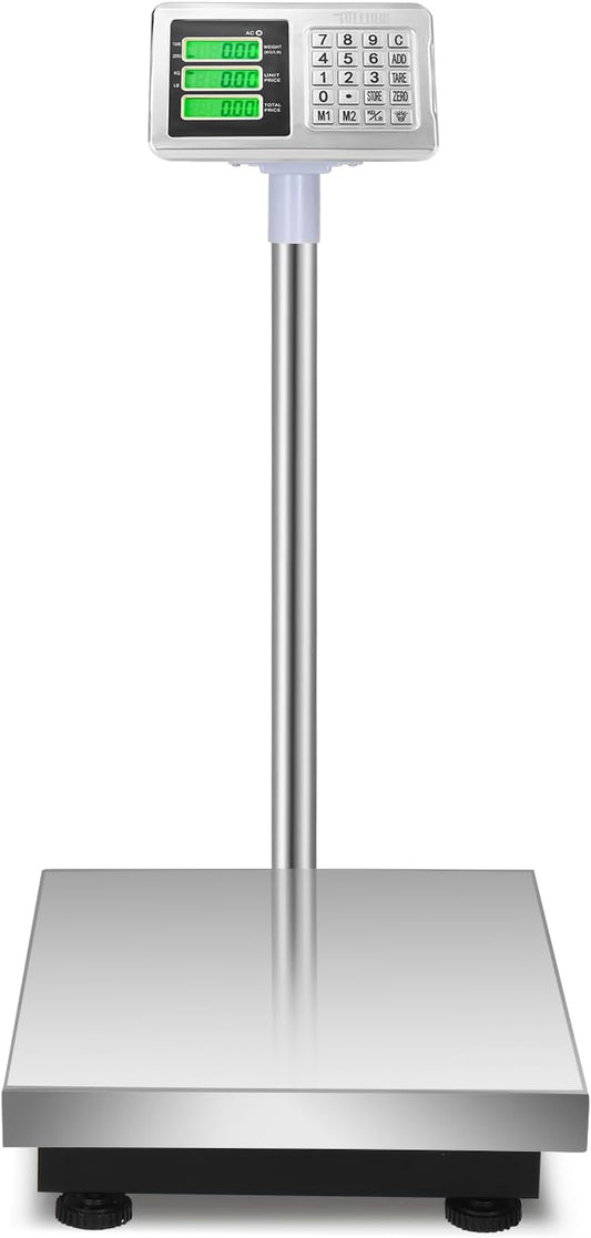 TUFFIOM 661lbs Weight Electronic Platform Scale,Stainless Steel High-Definition LCD Display,Digital Floor Heavy Duty Scales,Perfect for Luggage Package Price Computing Postal Shipping Mailing