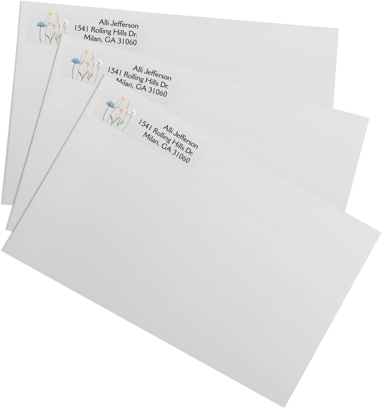 Clear Wildflower Rolled Address Labels / 250 Personalized Return Address Labels/Designer Address Stickers in Elegant Plastic Dispenser