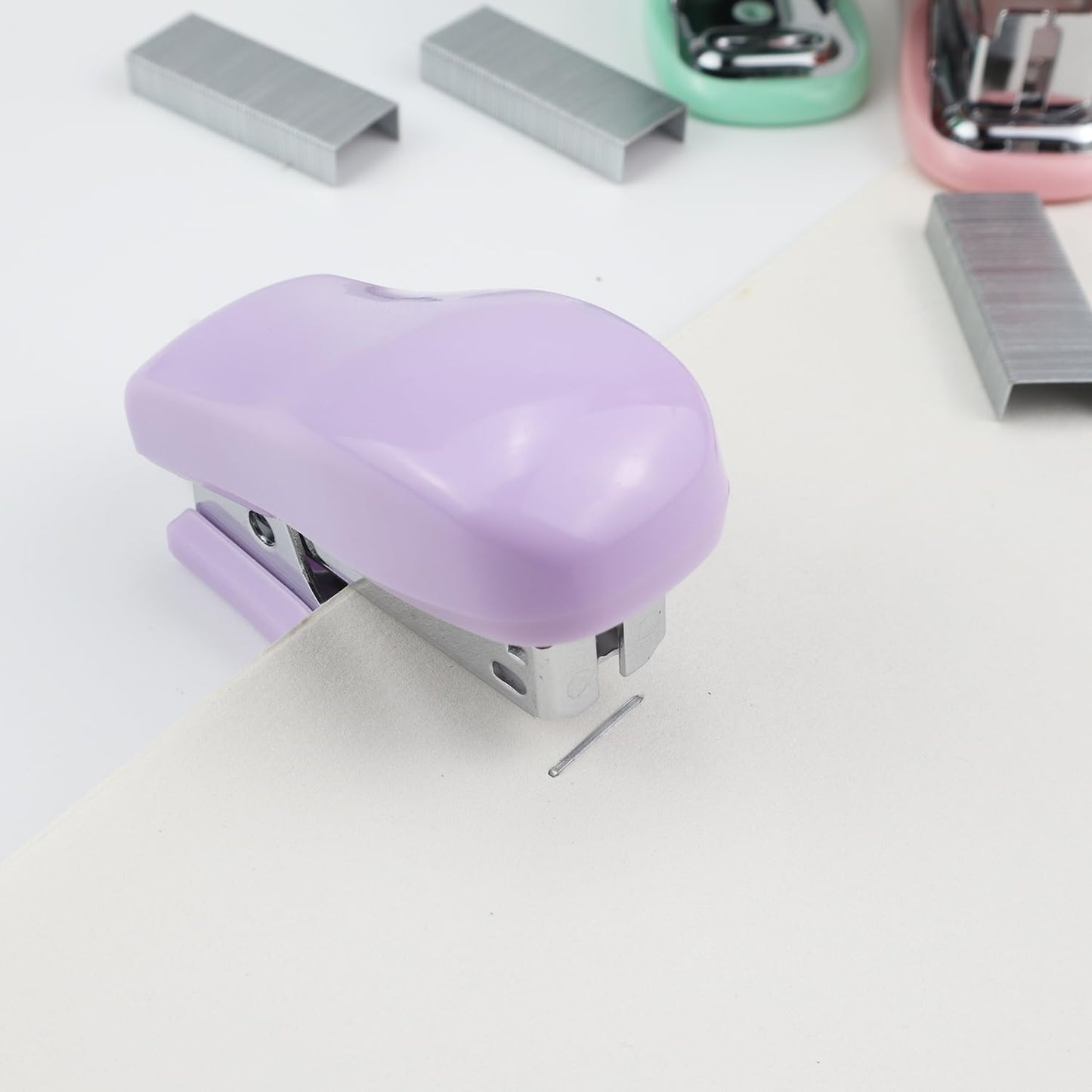 Mini Desktop Stapler Set,20 Sheet Capacity,Includes Built-in Staple Remover and 750PCS No.12 Staples,Small Cute Stapler for Office and School Supplies (Purple)