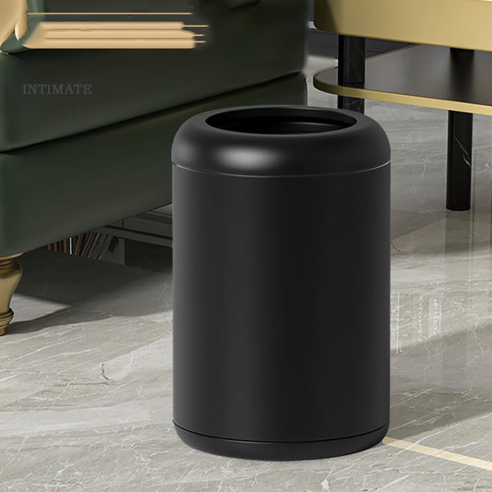Black Metal Trash can,10L/2.6GAL,Open Top Wastebasket Bin,Garbage Can for Bathroom,Living Room,Office,Kitchen,Bedroom,Hotel (Black)