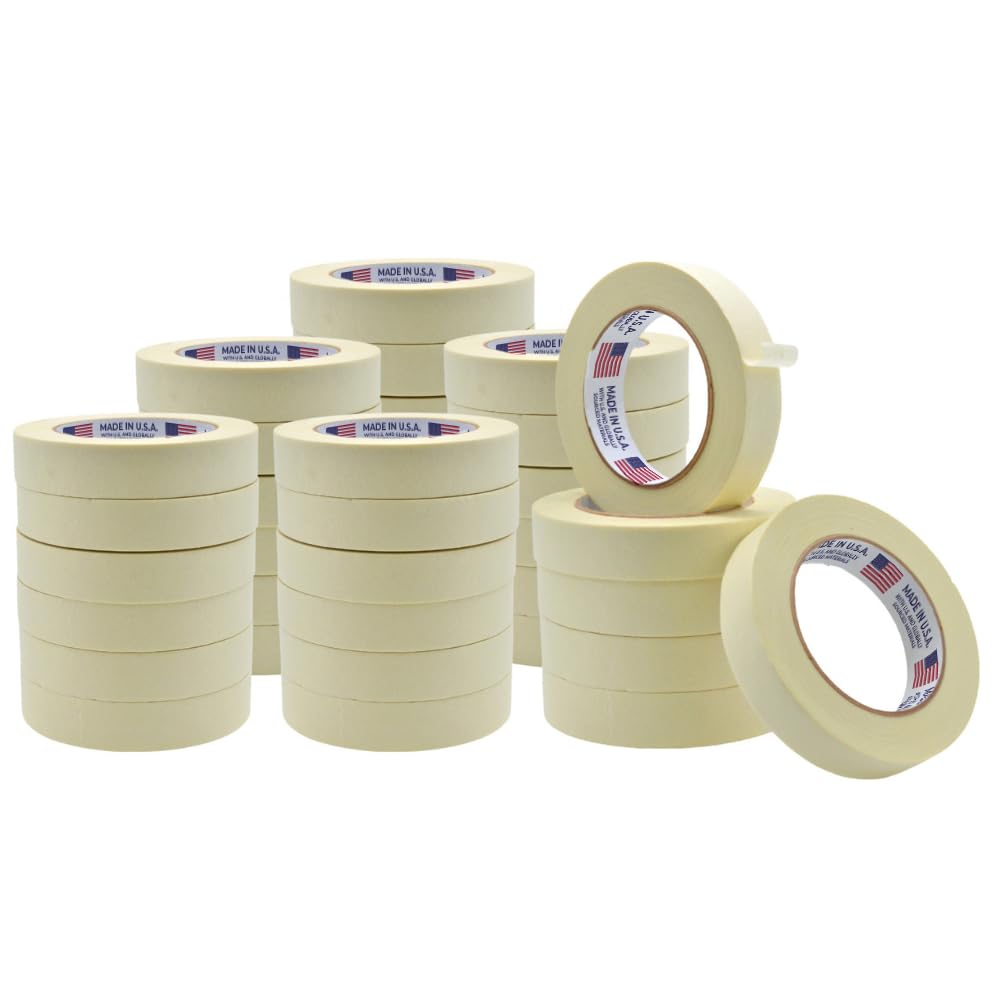 WOD MT5 Utility Grade Masking Tape, 1 inch x 60 yds. (Pack of 36) for Home or Office air-Dry Painting, Labeling, & Packing. Leaves no Residue