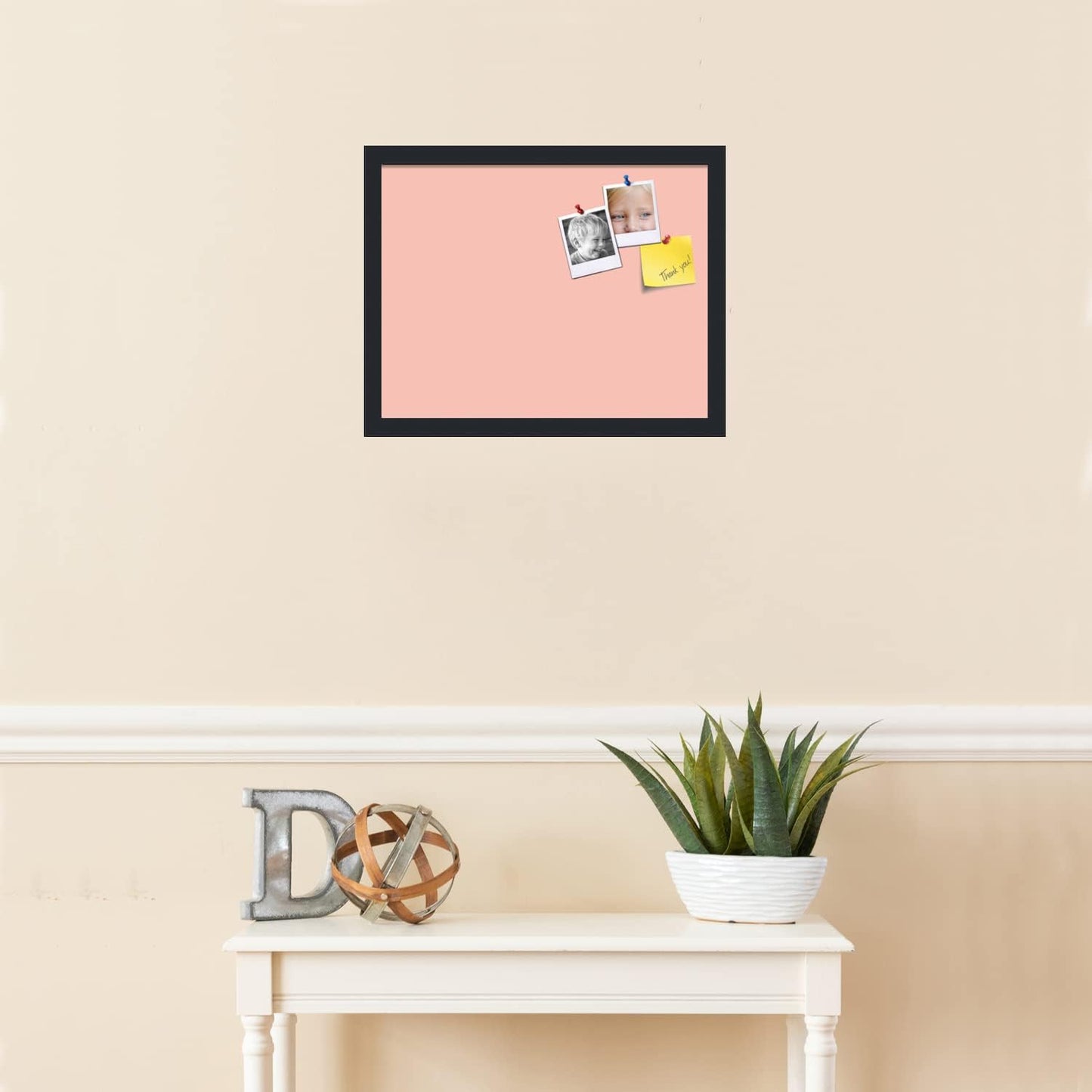 PinPix 18x14 Inch Cork Bulletin Board. This Decorative Framed Pin Board Comes with Pink Pastel Design and a Satin Black Frame. Ideal for Home Office Decor or Message Board (PinPix-1813)