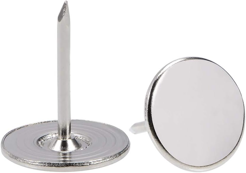 uxcell Upholstery Nails Tacks 16mmx20mm Flat Head Furniture Nails Pins Silver Tone for Furniture Sofa Headboards, 50 Pcs