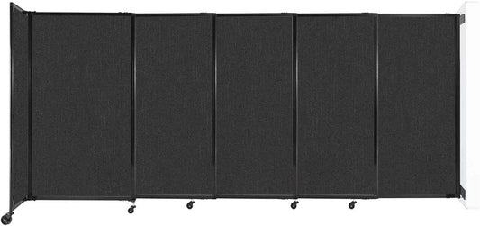 Wall-Mounted Sliding StraightWall Room Divider | Adjustable Widths | Locking Wheels | Room Separator | Up to 11'3" Wide x 5' Tall Black Fabric Panels