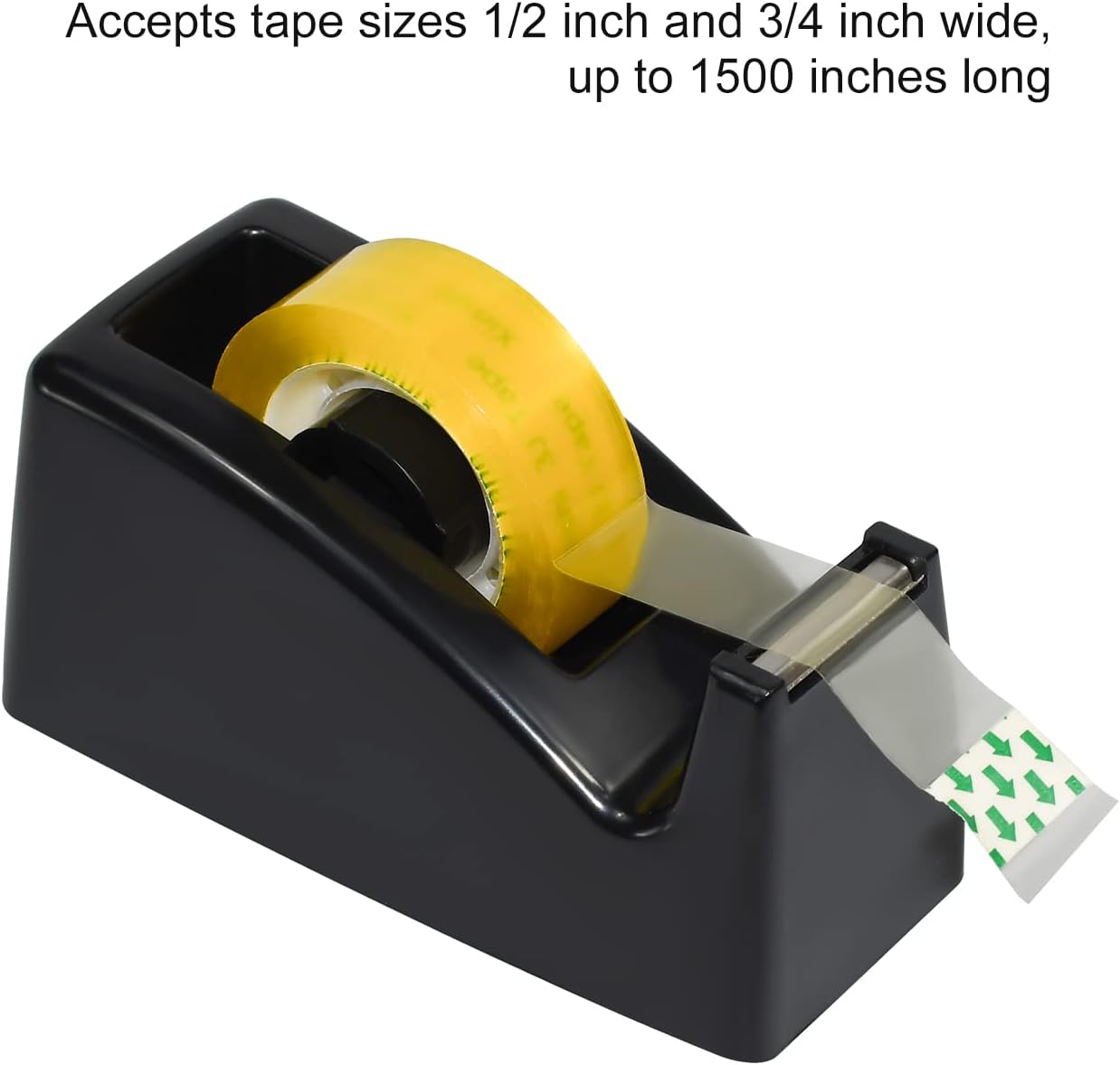 JIKIOU Desktop Tape Dispenser - Non-Skid Base - Weighted Tape Roll Dispenser - Perfect for Office Home School (Tape not Included) - (3-Pack Black)