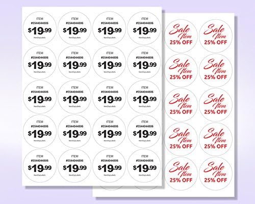 NextDayLabels - Laser/Ink Jet White Labels (2" Round for None Bleed Printing - 20 Per Page | 2000 Labels)