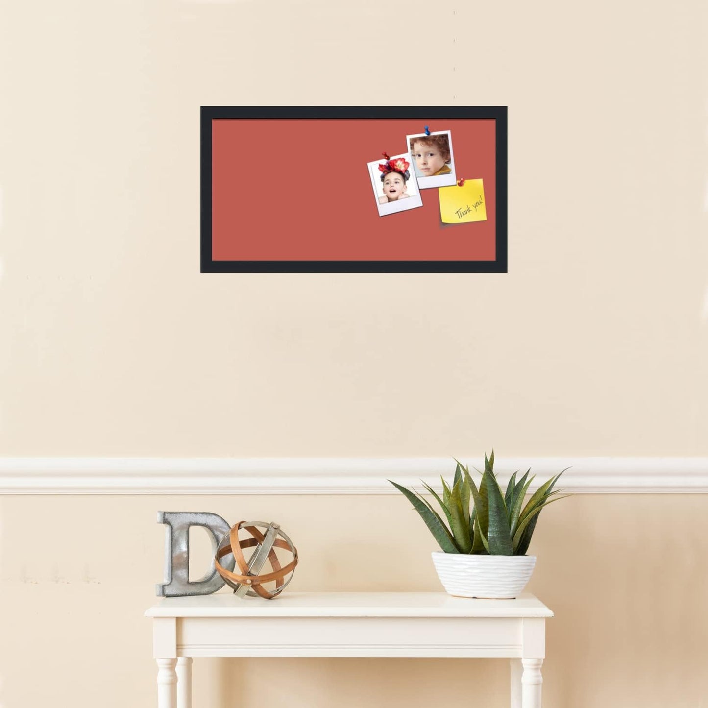 PinPix 24x12 Inch Cork Bulletin Board. This Decorative Framed Pin Board Comes with Crimson Pastel Design and a Satin Black Frame. Ideal for Home Office Decor or Message Board (PinPix-1807)