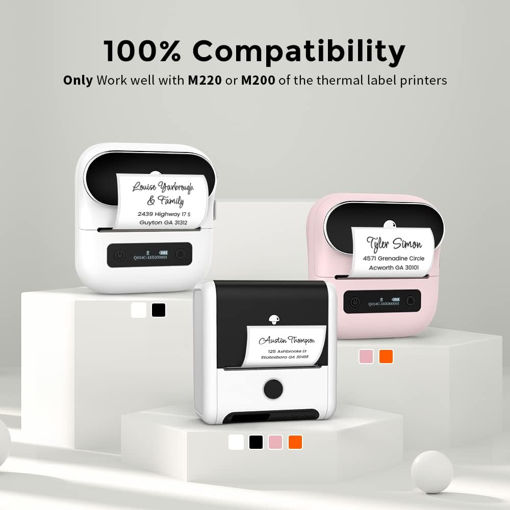 Phomemo Multi-Purpose Square Self-Adhesive Label for Phomemo M220/M250/M260/M221/M200/M421 Label Printer 2.75" x 3.14"(70x80mm), 100 Pcs/Roll Black on White