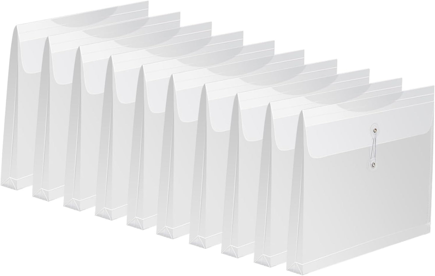 Clear Poly Envelopes with String Closure 10 Pack, EGOSKY Transparent Envelope Folders with Top Opening, Reusable Plastic File Folders for School and Office Suppiles