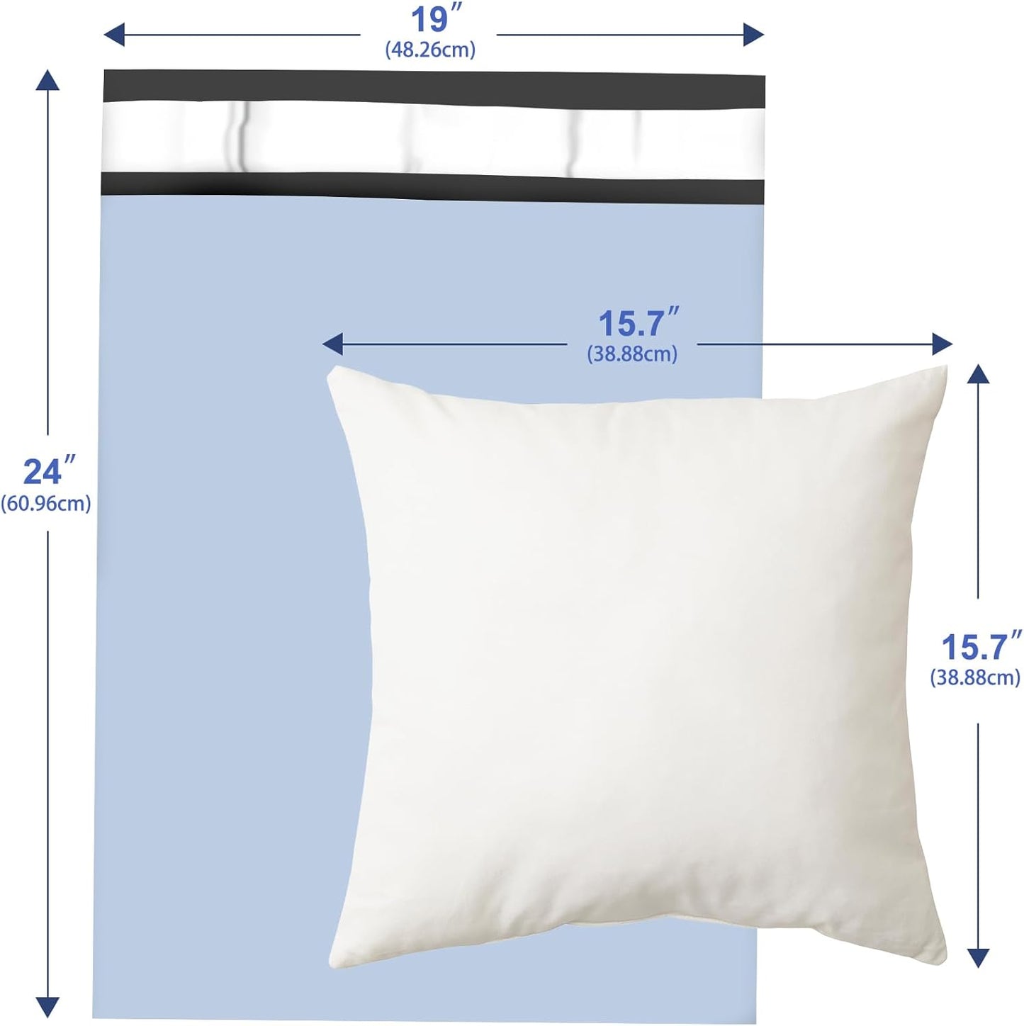 Large Poly Mailers 19x24 Inch 100 Pack, Shipping Bags for Clothing with Self-Sealing Tear-Resistant, Waterproof Poly Bags, Mailing Envelopes for Small Business (Light Blue)