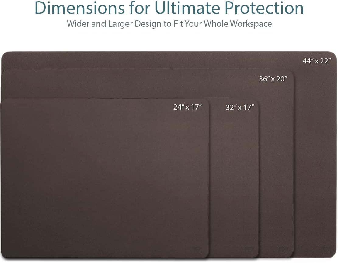 Vine Creations Leather Desk Mat 24" x 17", Desk Protector Mat, PU Leather Desk Pad, Small Desk Pad Mat, Desk Blotter, Desk Pads on Top of Desks, Desk Mat for Home or Office (Dark Brown)