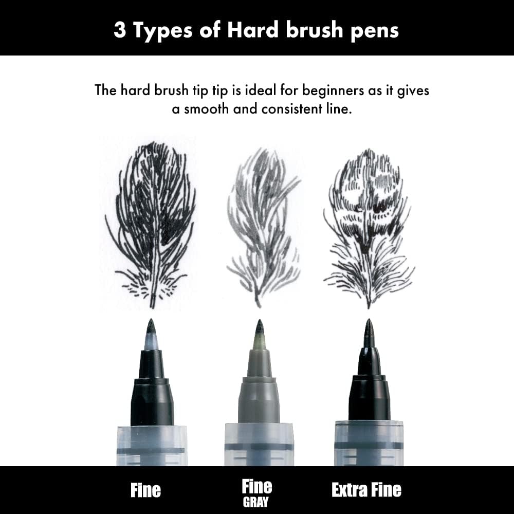 Kuretake Zig Inktober pen set, for Illustration, Manga Drawing, Lettering and Calligraphy, Professional Artist, Made in Japan (FUDEGOKOCHI(3pcs.))