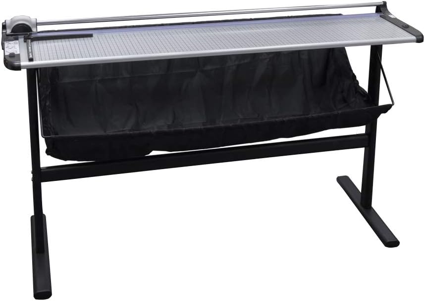 United Office Products RT51S Commercial Rotary Paper Trimmer with Stand and Fabric Catch Tray, Sturdy Metal Base, 51" Cut Length, 10 Sheet Capacity, Paper Cutter for Offices, Schools and Crafts
