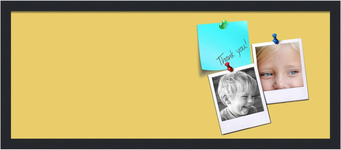 PinPix 30x12 Inch Cork Bulletin Board. This Decorative Framed Pin Board Comes with Honey Pastel Design and a Satin Black Frame. Ideal for Home Office Decor or Message Board (PinPix-1810)