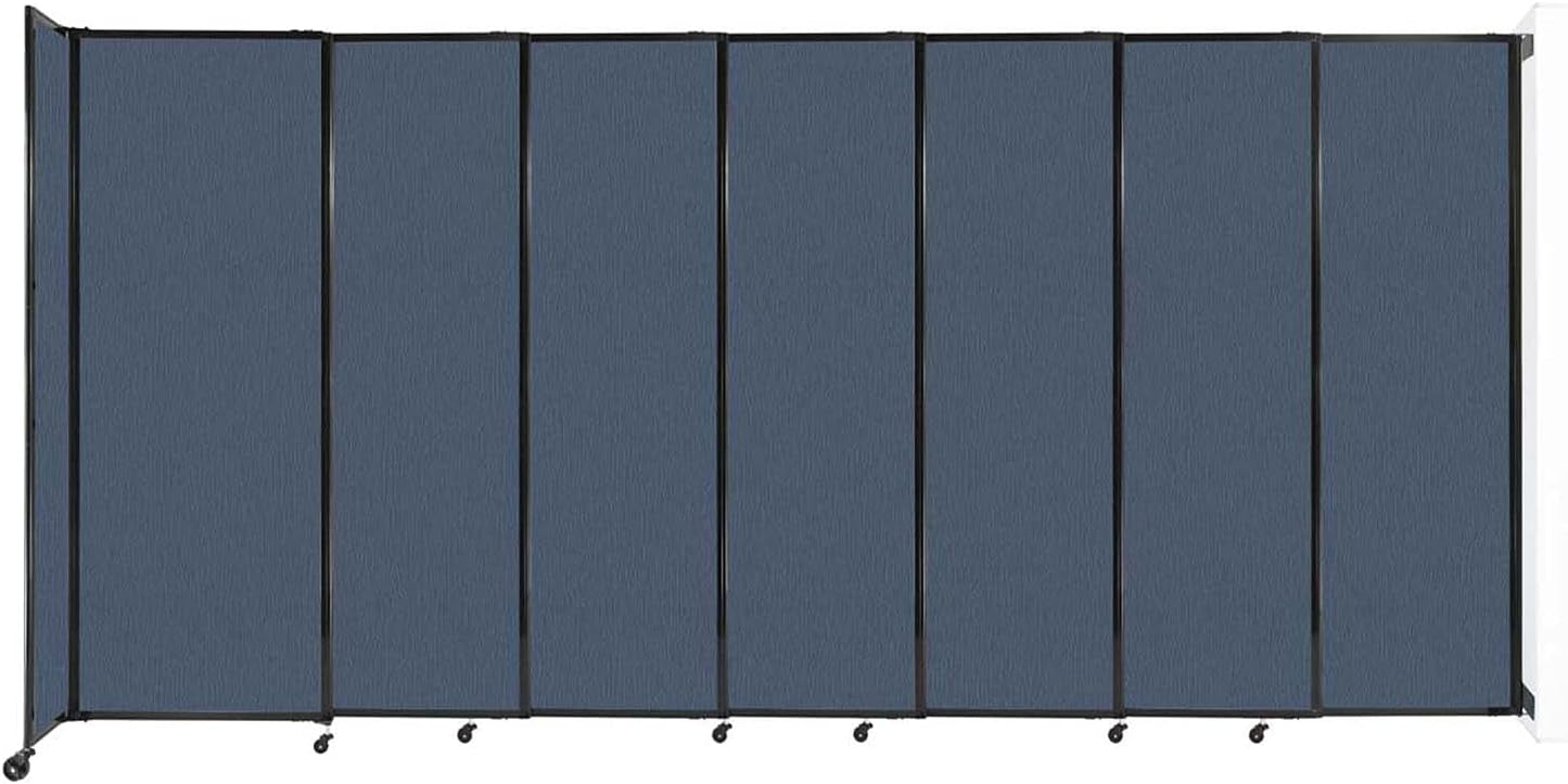 Wall-Mounted Sliding StraightWall Room Divider | Adjustable Widths | Locking Wheels | Room Separator | Up to 15'6" Wide x 7'6" Tall Ocean Fabric Panels