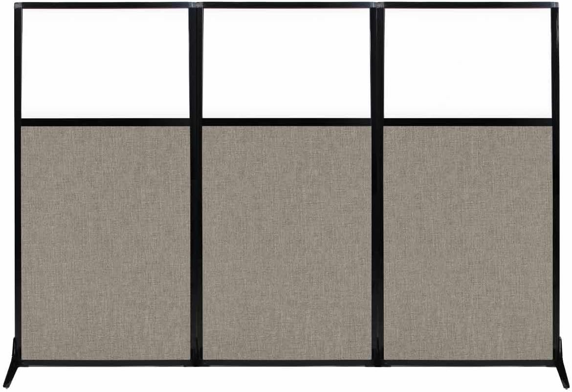 Versare Workstation Partition | Portable Wall Divider | Modern Office Cubicle | Free Standing Privacy Screen | Flexible Work Space | 99" x 70" W/Window, Warm Pebble Fabric Panels