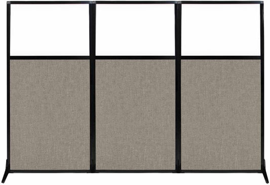 Versare Workstation Partition | Portable Wall Divider | Modern Office Cubicle | Free Standing Privacy Screen | Flexible Work Space | 99" x 70" W/Window, Warm Pebble Fabric Panels