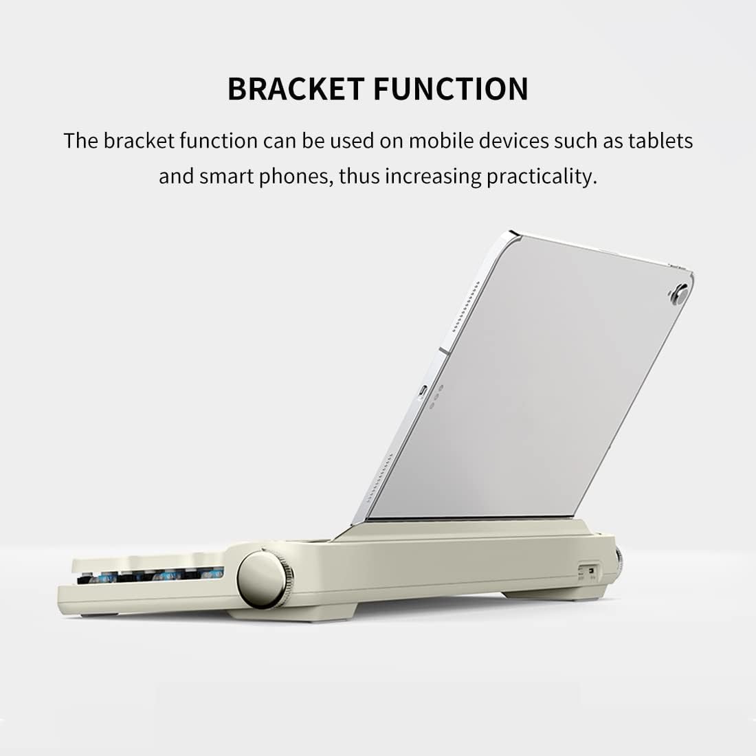 ACTTO B705 Retro Typewriter Keyboard Bluetooth,Vintage Mechanical Keyboard with Tablet Stand,LED Backlight 100 Keys Gaming Keyboard for Windows/macos/iOS/Android,Blue Switch (Ivory Butter)