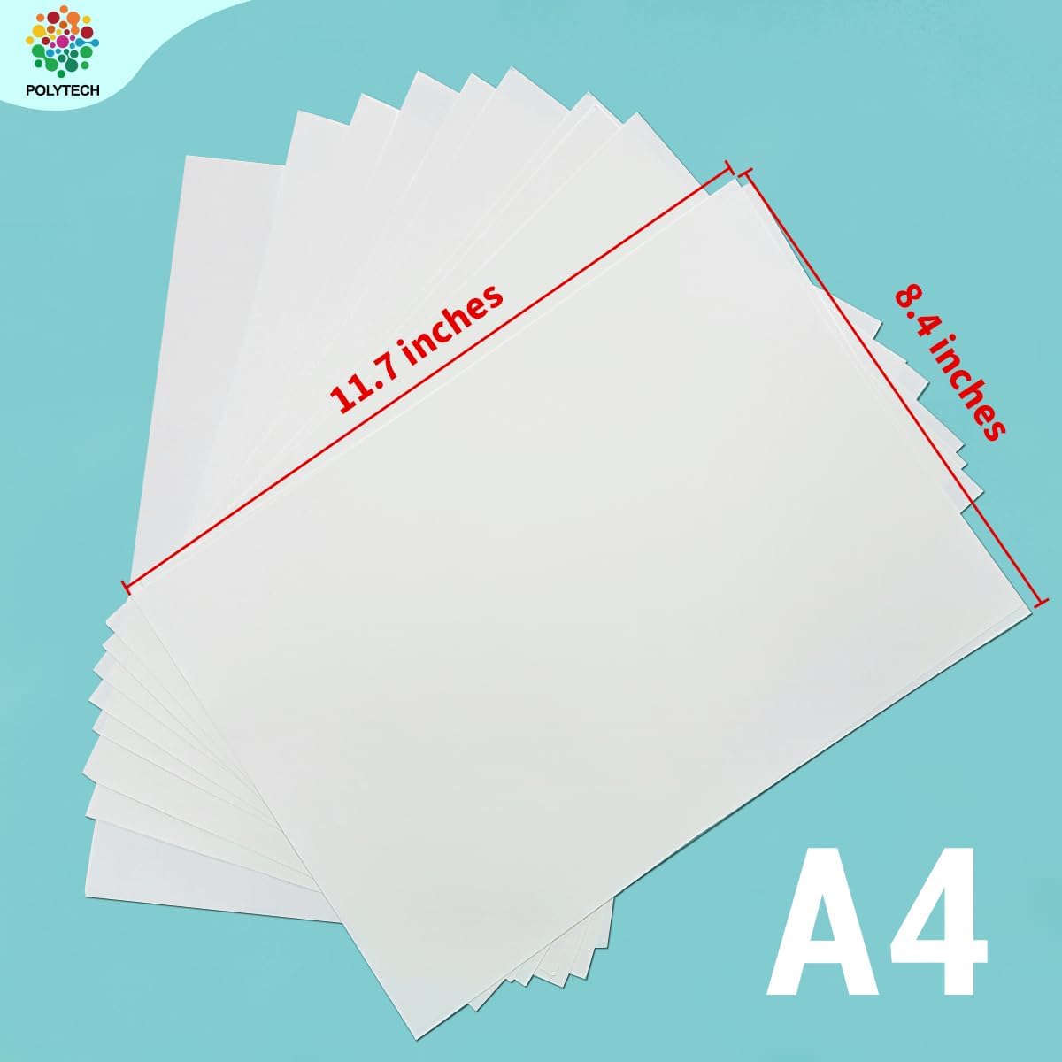 Polytech Sublimation Paper, 8.5x11, 50 Sheets, Heat Transfer Paper for All Sublimiation Blanks, For All Sublimation Printer and Ink, For Tumblers, Magnet Blanks, Ceramic Ornaments, Light T-Shirt,125G