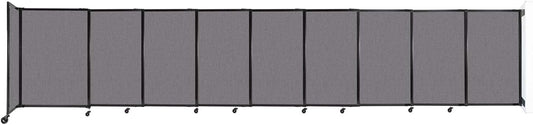 Wall-Mounted Sliding StraightWall Room Divider | Adjustable Widths | Locking Wheels | Room Separator | Up to 19'9" Wide x 4' Tall Slate Fabric Panels