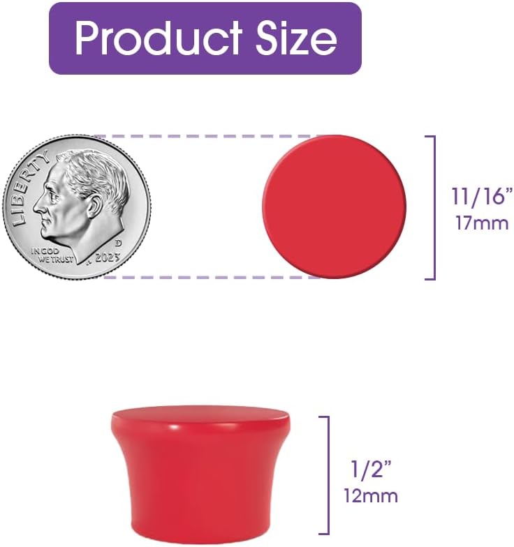 Strong Magnets for Whiteboard, Glassboard and Fridge (Red, 8 Pack, Small). N54 Neodymium Rare Earth Heavy Duty Magnets for Home and Office Supplies.