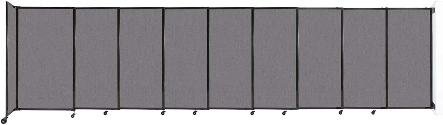 Wall-Mounted Sliding StraightWall Room Divider | Adjustable Widths | Locking Wheels | Room Separator | Up to 19'9" Wide x 5' Tall Slate Fabric Panels