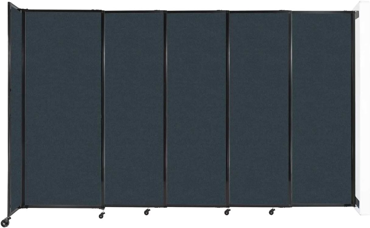 Wall-Mounted Sliding StraightWall Room Divider | Adjustable Widths | Locking Wheels | Room Separator | Up to 11'3" Wide x 6'10" Tall Blue Spruce Fabric Panels