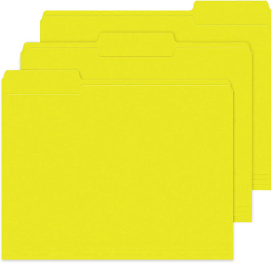 File Folders,IntoJoy 120 Pack Colored File Folder Letter Size, 1/3 Cut Tab Filing Folders for Office School Business File Document Organization,Yellow