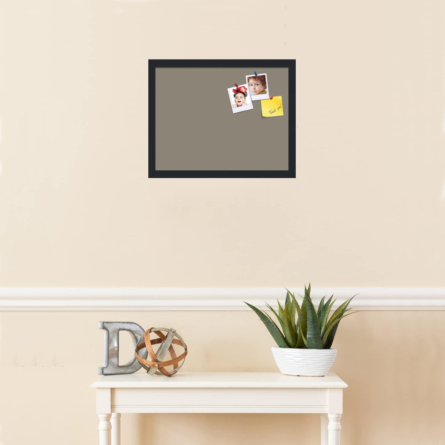 PinPix 18x14 Inch Cork Bulletin Board. This Decorative Framed Pin Board Comes with Pewter Design and a Satin Black Frame. Ideal for Home Office Decor or Message Board (PinPix-1812)