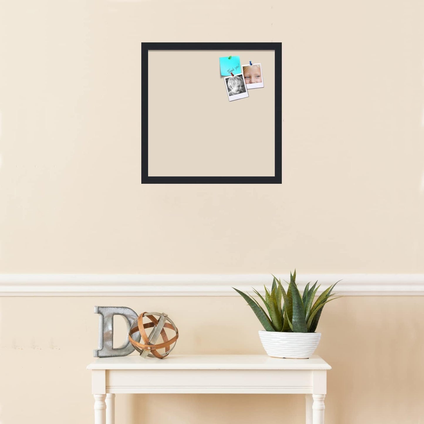 PinPix 18x18 Inch Cork Bulletin Board. This Decorative Framed Pin Board Comes with Desert Pastel Design and a Satin Black Frame. Ideal for Home Office Decor or Message Board (PinPix-1815)